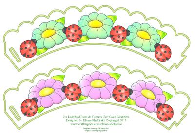 2 x Ladybird Bugs & Flower Cup Cake Wrappers
