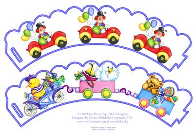 2 x Birthday Boys Cars & Trains Cup Cake Wrappers