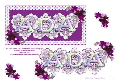 Dl Lace Heart "ada" Card Topper with Decoupage