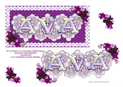 Dl Lace Heart "ava" Card Topper with Decoupage