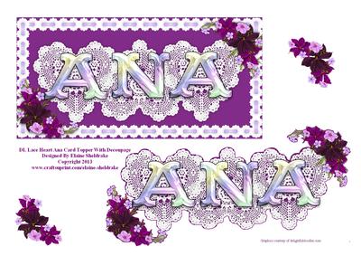Dl Lace Heart "ana" Card Topper with Decoupage