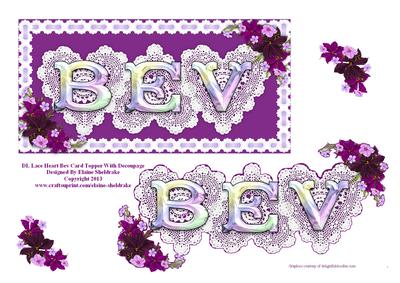 Dl Lace Heart "bev" Card Topper with Decoupage