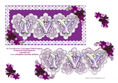 Dl Lace Heart "ivy" Card Topper with Decoupage