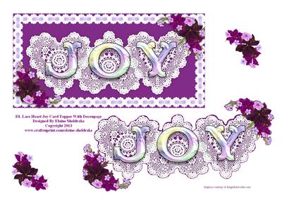 Dl Lace Heart "joy" Card Topper with Decoupage