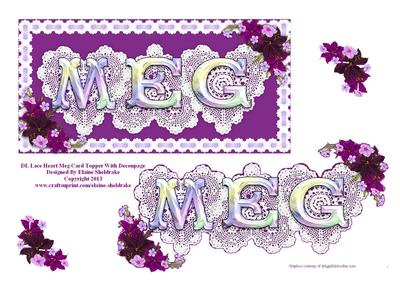 Dl Lace Heart "meg" Card Topper with Decoupage