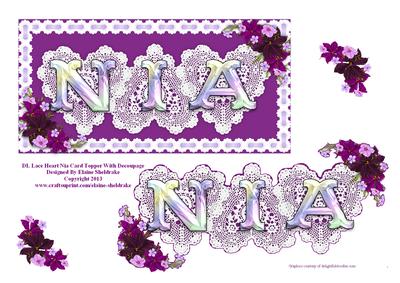Dl Lace Heart "nia" Card Topper with Decoupage