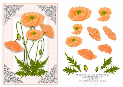 Orange Poppies Card Topper with Decoupage