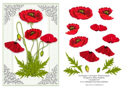 Red Poppies Card Topper with Decoupage
