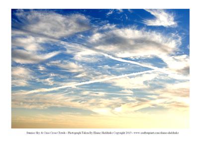 A4 Photograph of Sunrise Sky & Criss Cross Clouds in the Sky
