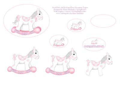 Sweet Baby Girl Rocking Horse Decoupage Topper