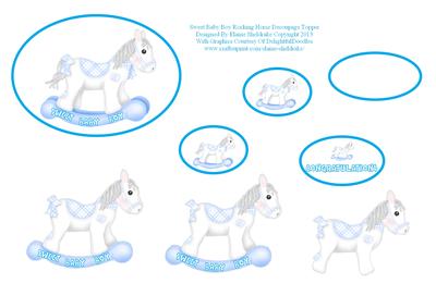 Sweet Baby Boy Rocking Horse Decoupage Topper