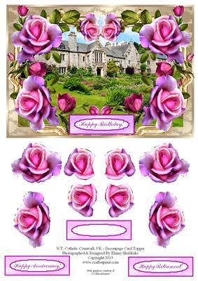 N.t. Cothele, Cornwall, Uk - Decoupage Card Topper