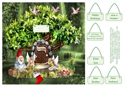 Gnome Fishing in Fairy Land Card Topper & Tags