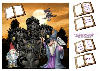 Halloween Greetings from Gnome Castle Card Topper & Tags