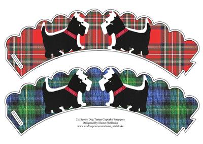 2 x Scottie Dog Scottish Tartan Cupcake Wrappers