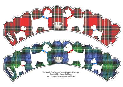 2 x Westie Dog Scottish Tartan Cupcake Wrappers
