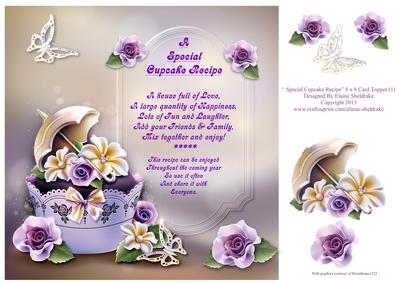 A Special Cupcake Recipe (1) 8" x 8" Card Topper