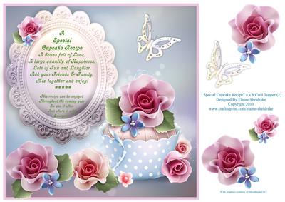 A Special Cupcake Recipe (2) 8" x 8" Card Topper
