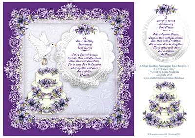 A Silver Wedding Anniversary Cake Recipe (1) 8x8 Card Topper