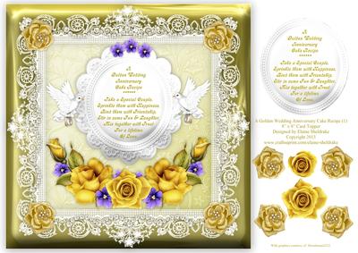 A Golden Wedding Anniversary Cake Recipe (1) 8x8 Card Topper