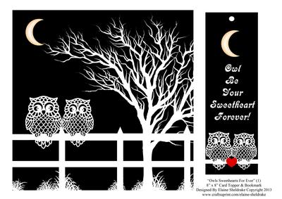 Owl Be Your Sweetheart (1) 8"x 8" Card Topper & Bookmark