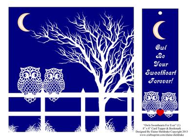 Owl Be Your Sweetheart (2) 8"x 8" Card Topper & Bookmark