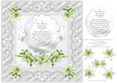 A Silver Wedding Anniversary Cake Recipe (3) 8x8 Card Topper