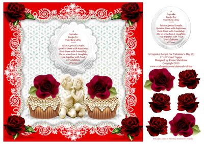 A Cupcake Recipe for Valentine's Day 8 x 8 Card Topper (3)