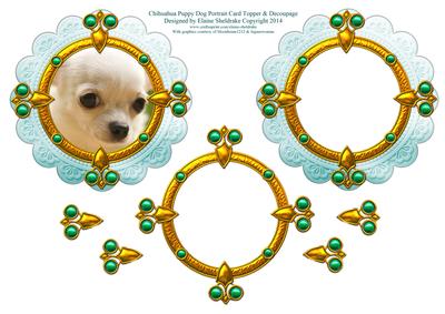 Chihuahua Puppy Dog Portrait Card Topper & Decoupage