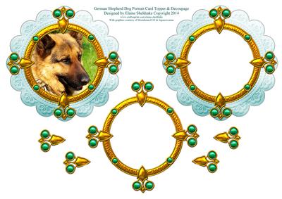 German Shepherd Puppy Dog Portrait Card Topper & Decoupage