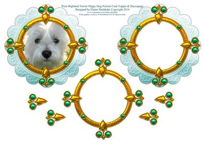 West Highland Terrier Dog Portrait Card Topper & Decoupage