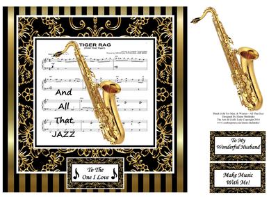 All That Jazz 8x8 Black & Gold for Men & Women Card Topper