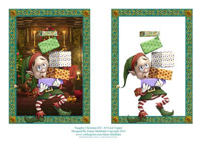 Naughty Christmas Elf - A5 Card Topper