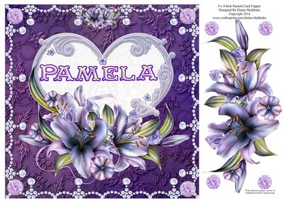 8 x 8 Lily Names a - Z 'pamela' Decoupage Card Topper