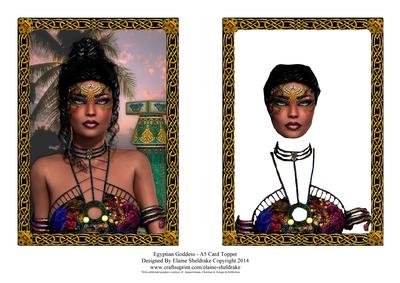 Egyptian Goddess - A5 Decoupage Card Topper