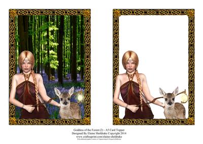 Goddess of the Forest (2) A5 Card Topper with Decoupage