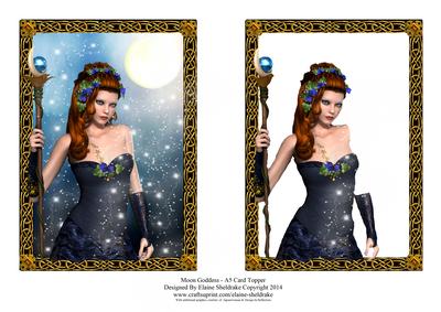 Moon Goddess - Winter Solstice A5 Card Topper with Decoupage