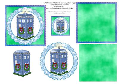 4 x 4 Christmas Who Box Decoupage Card Toppers