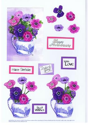 Anemones in a Blue & White Jug