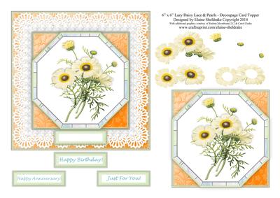 Lazy Daisy Lace & Pearls with Decoupage Fits 6" x 6" Card
