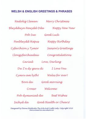 Welsh & English Greetings & Phrases Red Birthday Christmas