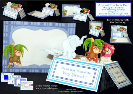 Animal Fun - Pop-up Box Card with Matching Envelope