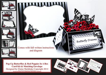 Butterflies & Poppies - Pop-up Box Card Kit & Envelope