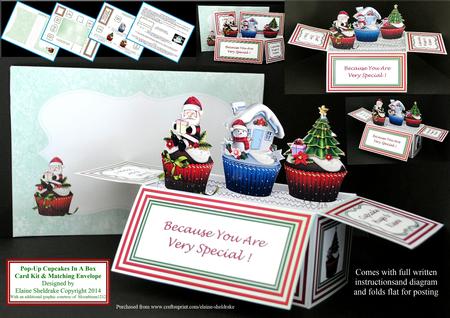 Christmas Cupcakes - Pop-up Box Card Kit & Envelope