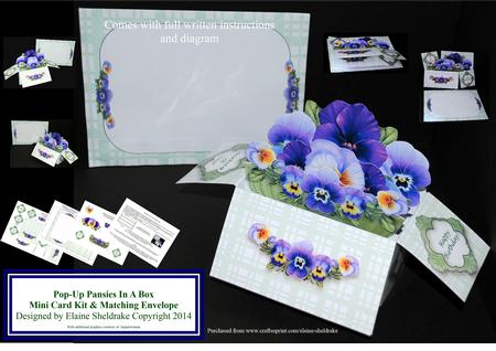 Pansies - Pop-up Box Card & Matching Envelope