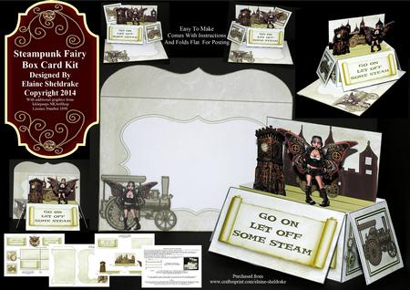 Steampunk Fairy - 3D Pop-up Box Card Kit & Envelope