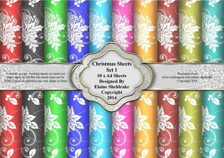 Christmas Sheets Set 1 - 10 x A4 Backing Paper Sheets