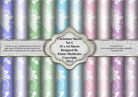 Christmas Sheets Set 6 - 10 x A4 Backing Paper Sheets