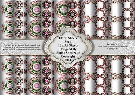 Floral Sheets Set 6 - 10 x A4 Backing Paper Sheets