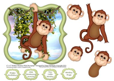 6" x 6" Monkey Business with Decoupage Card Topper